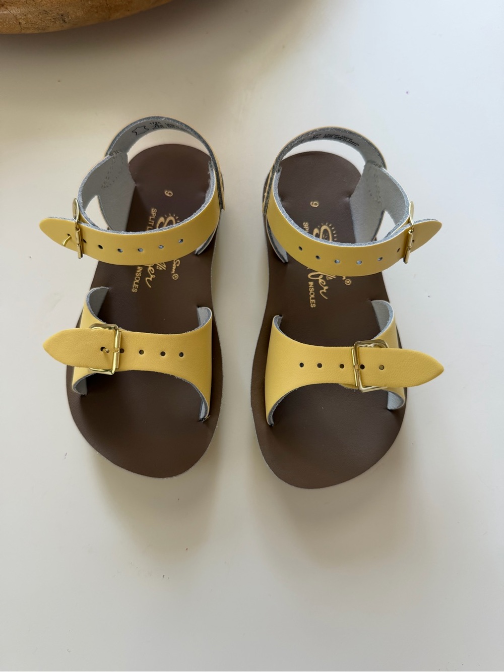 Salt Water Sandals by Hoy Kids Yellow Double-Buckle Sandals new without tags